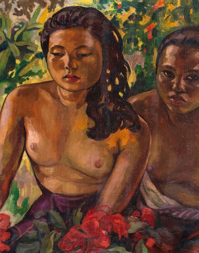 Alix AYMÉ (1894-1989) 
Les jeunes filles Moï, 1930

Huile sur toile

55 x 46.5 cm...