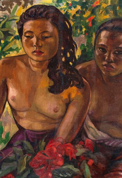 Alix AYMÉ (1894-1989) 
Les jeunes filles Moï, 1930

Huile sur toile

55 x 46.5 cm...