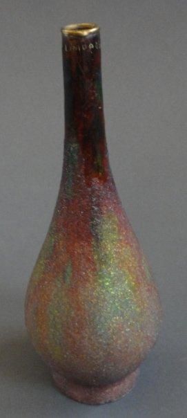 Paul BONNAUD Vase de forme soliflore en cuivre à décor émaillé. Signé au col. LIMOGES,...