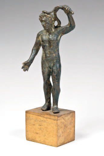 null Statuette d'homme au fouet en bronze dans le goût antique HAUT. : 12 CM