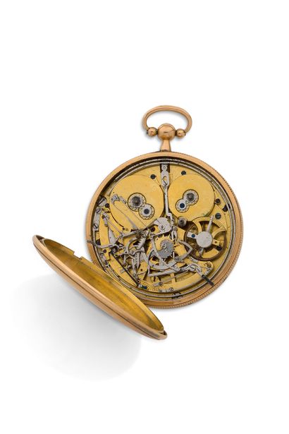 ANONYME 
Gold watch with small and large chimes



Hinged case, fluted middle, gilded...