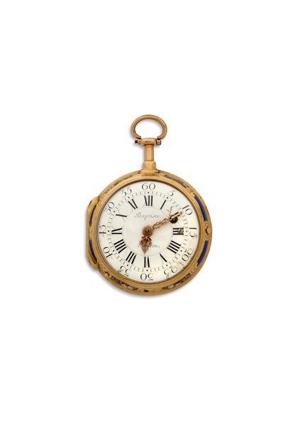 BAPTISTE BAILLON, Paris 
No. 3844



Enameled gold watch with toc bell



Round hinged...