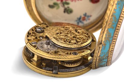 Rich. JOHNSON, London 
Watch "polissonne" in gilded and enamelled metal with a hidden...