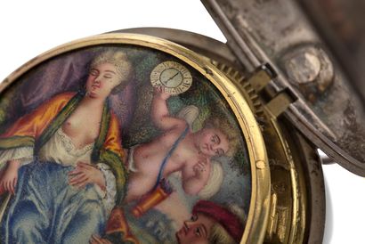 PAUL LULLIN Début XVIIIe siècle Montre en argent avec « pendulum » Boîtier sur charnière,...