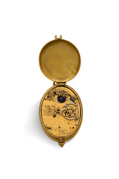 J CROYMARIE, au Puy Milieu XVIIe siècle Montre « puritaine » en métal doré à une...