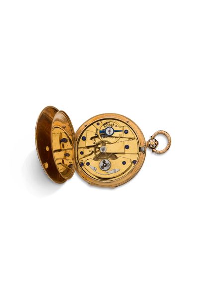 LE SIEUR, Paris 
Enameled gold watch with jumping hour



Hinged case, gold bowl...