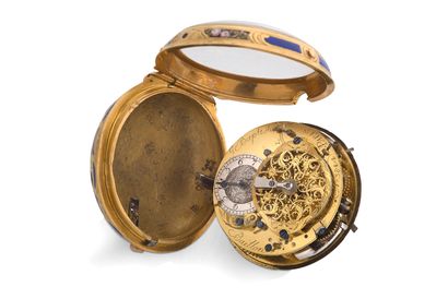 BAPTISTE BAILLON, Paris 
No. 3844



Enameled gold watch with toc bell



Round hinged...