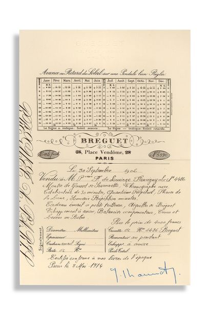 BREGUET 
Sold on September 30, 1902 to Princess F. de Faucigny-Lucinge



No. 4486



Gold...