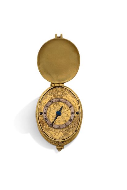 J CROYMARIE, au Puy 
Puritan" watch in gilded metal with a single hand



Oval case...