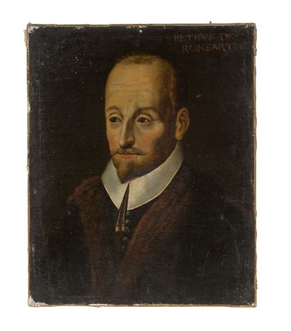 null PORTRAIT DE PIERRE DE RONSARD (1524 - 1585) Identifié en haut à droite. Huile...