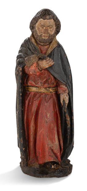 
SAINT PERSON in wood carved in the round,...