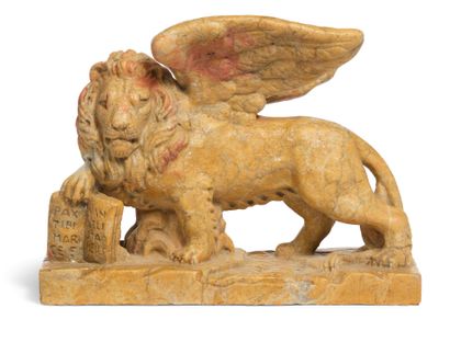 LION DE SAINT-MARC en marbre Nembro Rosato...