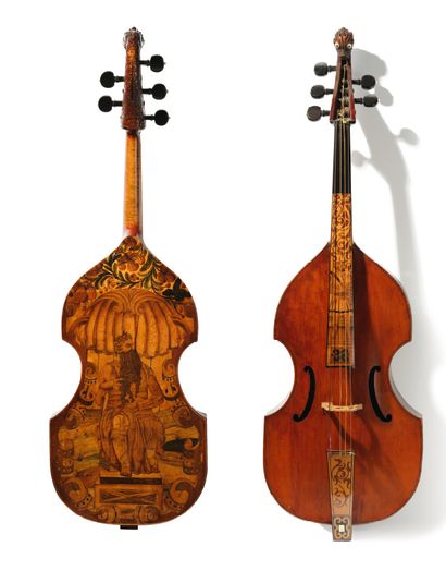 ATTRIBUÉ À GASPARO DUIFFOPRUGGAR (CA. 1514 - 1571) Exceptional bass viol with five...