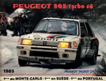 PEUGEOT 205 T16 
6 posters 



(Good overall condition)

Dim. 4 : 80 x 60 cm & 2...
