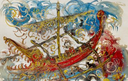 KUSAMA AFFANDI (1907 - 1990) 
Dragonboat, 1980

Huile et technique mixte sur toile,...