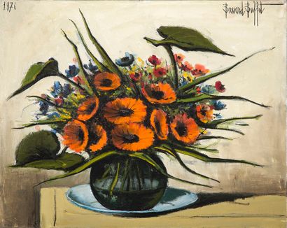Bernard BUFFET (1928 - 1999) 
Grand bouquet de soucis, 1976

Huile sur toile, signée...