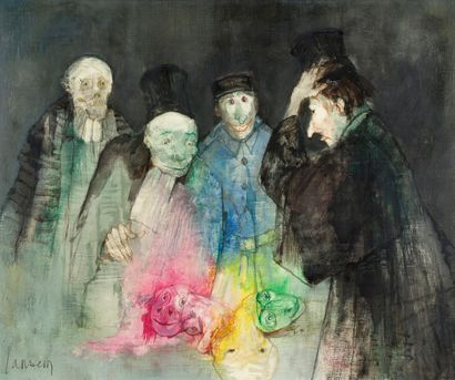 JEAN JANSEM (1920-2013) 
Les juges et les masques, 1977

Oil on canvas, signed lower...