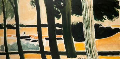 André BRASILIER (né en 1929) 
Loupeigne à travers les arbres, 1976

Oil on canvas,...