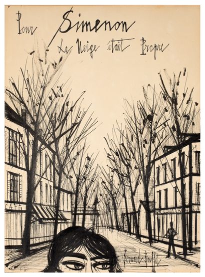 Bernard BUFFET (1928 - 1999) 
这是一件从未在市场上出现过的非典型作品，该墨水集中了一些重 要的元素。它的标题来自于伯纳德-巴菲特对作家乔治-西梅农1948...