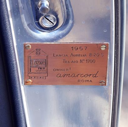 1958 LANCIA Aurelia B20 S 法国收藏家的执照
底盘编号B20S-1700
发动机编号B20 4766

崇高的优雅和精致，蓝旗亚B20从1951年到1958年只生产了3,871件。
由Gianpaolo...