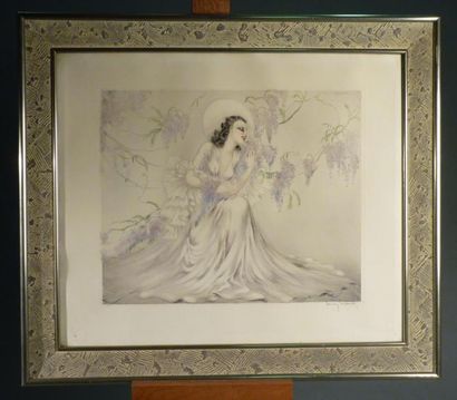 LOUIS ICART (1888-1950) "Parfum de fleurs" Lithographie couleur sur papier. Signée...