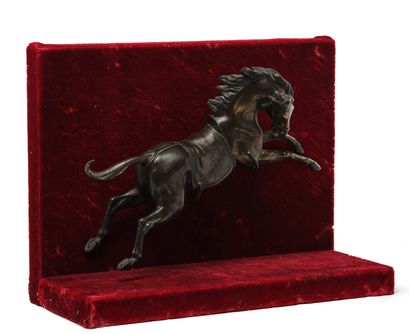 SQUARED and harnessed horse in bronze with...