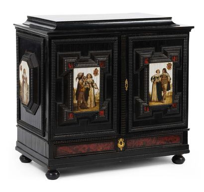 FLAMAND CABINET conceived in ebony and tortoiseshell...