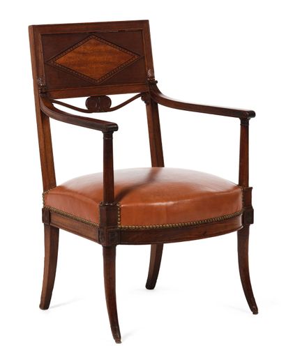 ATTRIBUÉ À FRANÇOIS-HONORÉ- GEORGES JACOB-DESMALTER (1770 – 1841) Fauteuil en acajou...