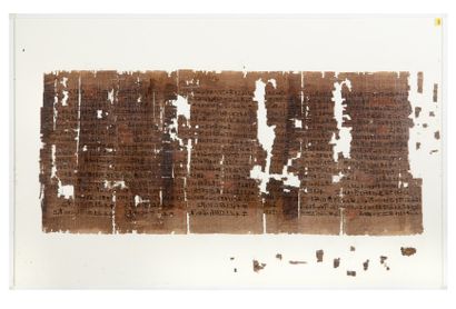 EGYPTE 
Le Papyrus Tamérit 1. Exceptionnel papyrus écrit à l’encre rouge et noire...