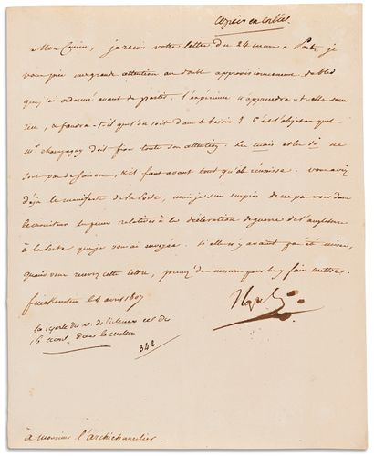 Napoléon Ier (1769-1821) 29 L.S. « Napol », « Nap » ou « NP », dont une avec addition...