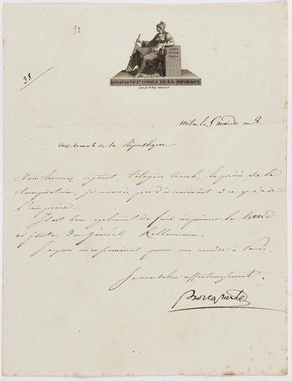 Napoléon Ier (1769-1821) 4 L.S. « Bonaparte », Milan 3-5 messidor VIII [22-24 juin...