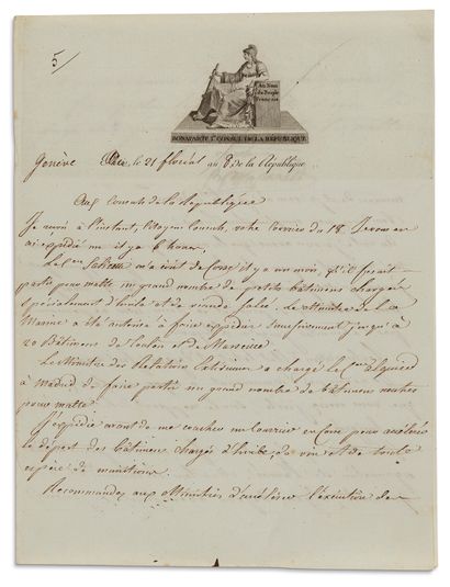 Napoléon Ier (1769-1821) 2 L.S. « Bonaparte » (la 2e avec apostille autographe),...