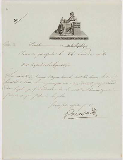 Napoléon Ier (1769-1821) 2 L.S. « Bonaparte », Torre de Garafola [Torre Garofoli]...