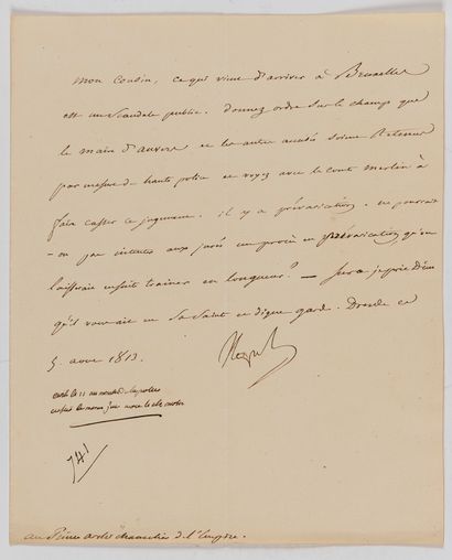 Napoléon Ier (1769-1821) 23 L.S. « Napol », « Nap » ou « NP », et une lettre non...