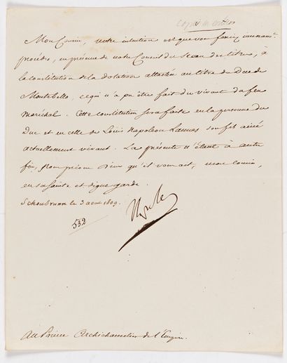 Napoléon Ier (1769-1821) 17 L.S. « Napole », « Napo » ou « NP », dont une avec une...