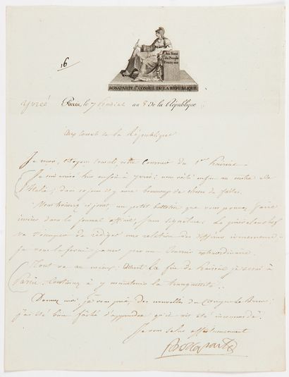 Napoléon Ier (1769-1821) 3 L.S. « Bonaparte », Yvrée 7 et 9 prairial VIII [27 et...