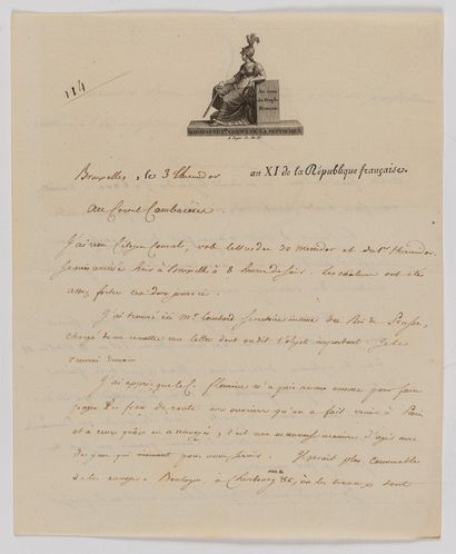Napoléon Ier (1769-1821) 7 L.S. « Bonaparte », dont 3 avec compliment autographe,...