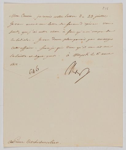 Napoléon Ier (1769-1821) 12 L.S. « Napo », « Nap » ou « NP », et une lettre non signée,...