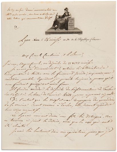 Napoléon Ier (1769-1821) 3 L.S. "Bonaparte", Lyon 24-27 nivôse X [January 14-17,...