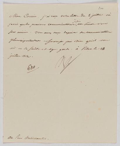 Napoléon Ier (1769-1821) 14 L.S. « Napol », « Nap » ou « NP », 19 juin-26 juillet...