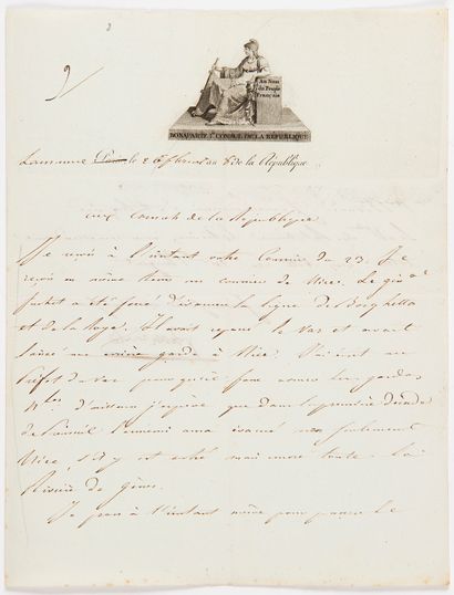 Napoléon Ier (1769-1821) 2 L.S. « Bonaparte », Lausanne 25 et 26 floréal VIII [15...