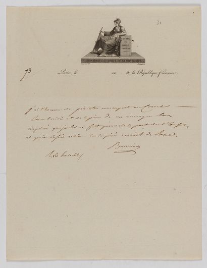 Napoléon Ier (1769-1821) L.S. « Bonaparte », 14 prairial X [3 juin 1802], au Consul
CAMBACÉRÈS...