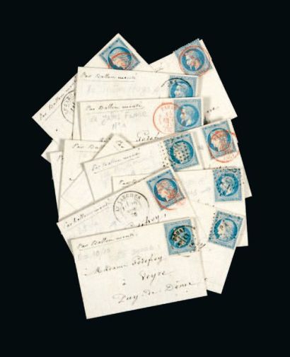 null BALLONS MONTÉS - Correspondance constituée de 16 lettres, adressées de Paris...