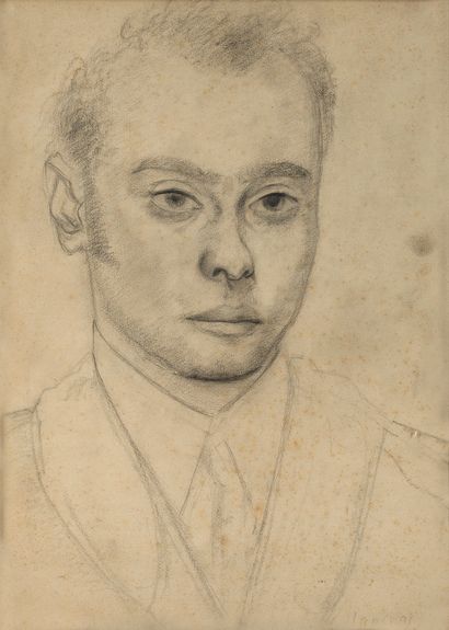 André LANSKOY (1902-1976) 
Portrait de jeune homme, 1924

Fusain sur papier, signé...