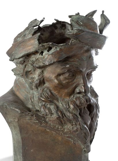 Aimé-Jules DALOU (1838-1902) 
Tête de Fleuve Étude pour « Le Passage du Rhin »

Bronze...