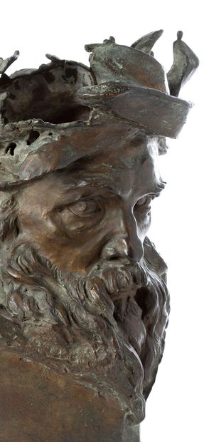 Aimé-Jules DALOU (1838-1902) 
Tête de Fleuve Étude pour « Le Passage du Rhin »

Bronze...