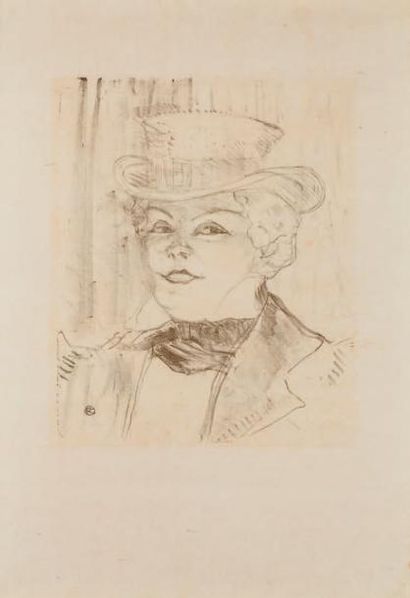 Henri de TOULOUSE-LAUTREC (1864-1901) Mme Réjane de la série des Portraits d' Acteurs...