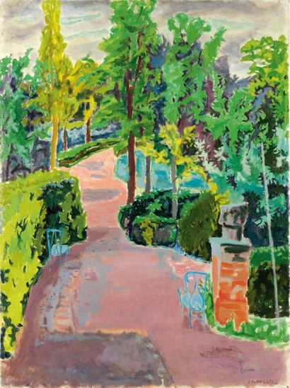 Jean Jules Louis CAVAILLES (1901-1977) Le jardin, 1946 Huile sur toile, signée et...