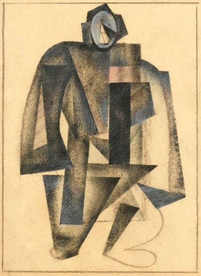 Vladimir Vassilievich LEBEDEV (1891-1967) Personnage masculin Gouache et crayon sur...