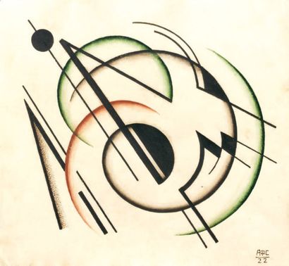 Antonina Fedorovna SOFRONOVA (1892-1966) Composition suprématiste Gouache, monogrammée...